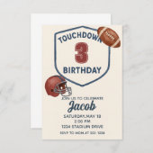 サッカーのタッチダウンスポーツボーイ誕生日パーティー 招待状 (正面/裏面)