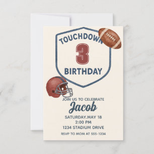 サッカーのタッチダウンスポーツボーイ誕生日パーティー 招待状