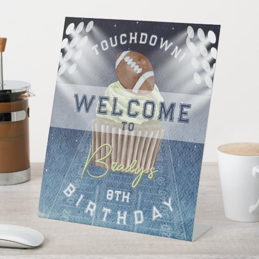 サッカーのタッチダウン誕生日パーティー歓迎サイン 台座サイン (インサイチュ)