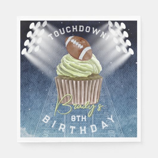 サッカーのタッチダウン誕生日パーティー スタンダードランチョンナプキン (正面)
