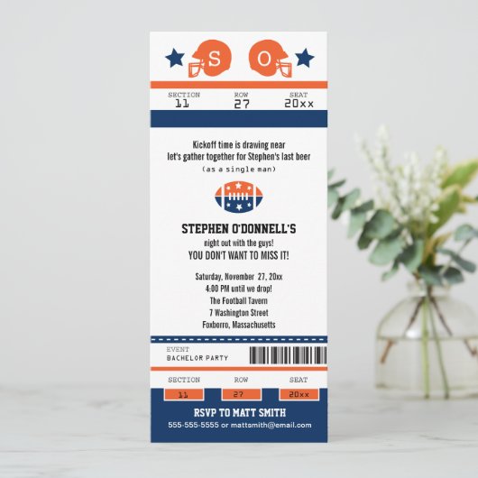 サッカーのチケット 独身最後の祭典への招待 招待状 (スタンド正面)