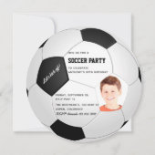 サッカーのテーマの誕生日パーティーの写真招待状 招待状 (正面)