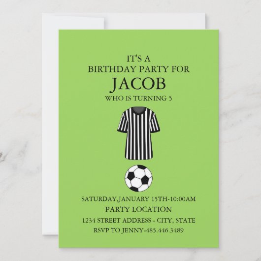 サッカーのテーマの誕生日パーティー招待状 招待状 (正面)