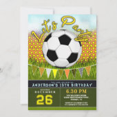 サッカーのテーマの誕生日招待状 | スポーツパーティー 招待状 (正面)