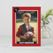 サッカーのトレーディングカードフォトバースデーパーティー 招待状 (スタンド正面)