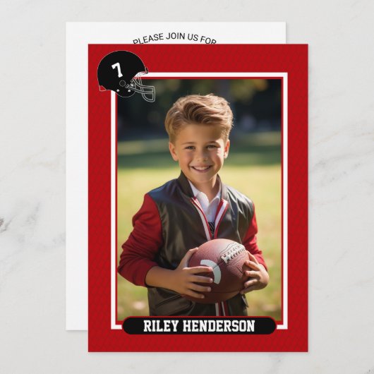 サッカーのトレーディングカードフォトバースデーパーティー 招待状 (正面/裏面)