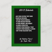 サッカーのトレーディングカード、緑Lgの名刺のサイズ 名刺 (裏面)