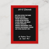 サッカーのトレーディングカード、赤いLgの名刺のサイズ 名刺 (裏面)