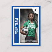 サッカーのトレーディングカード（青） – 統計の追加 コーリングカード (正面)