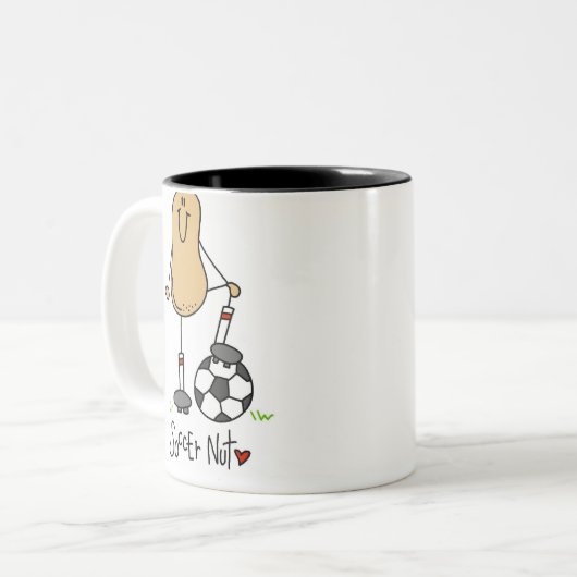 サッカーのナットのTシャツおよびギフト ツートーンマグカップ (正面左)