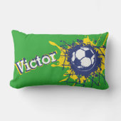 サッカーのネットのスプラット男の子名 ランバークッション (正面)