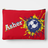 サッカーのネット男の子は赤い鉛筆ケースまたは アクセサリーポーチ (正面)