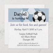 サッカーのバースデーパーティ招待状5.25 inに 招待状 (正面/裏面)