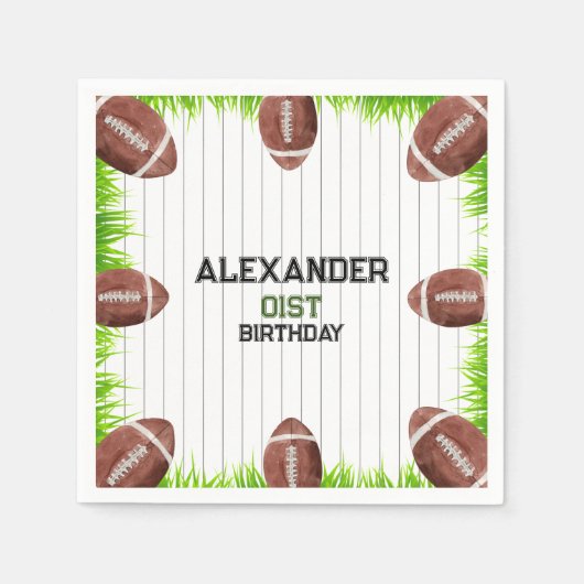 サッカーのパターン1年下りの誕生日のページ スタンダードカクテルナプキン (正面)