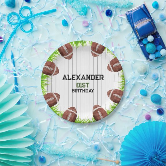 サッカーのパターン1年下りの誕生日のページ ペーパープレート (パーティー)