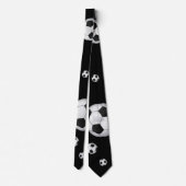 サッカーのパターン|黒 ネクタイ (裏面)