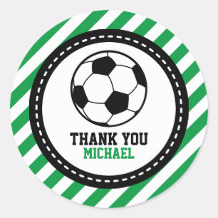 サッカーのパーティーありがとうメッセージカード ラウンドシール