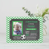 サッカーのパーティーのフットボールのFootyの誕生日の写真の招待 招待状 (スタンド正面)