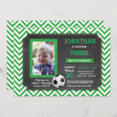 サッカーのパーティーのフットボールのFootyの誕生日の写真の招待 招待状 (正面/裏面)