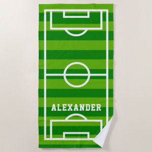 サッカーのピッチモダングリーンプレイヤー名 ビーチタオル