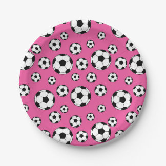サッカーのピンクの誕生日 ペーパープレート