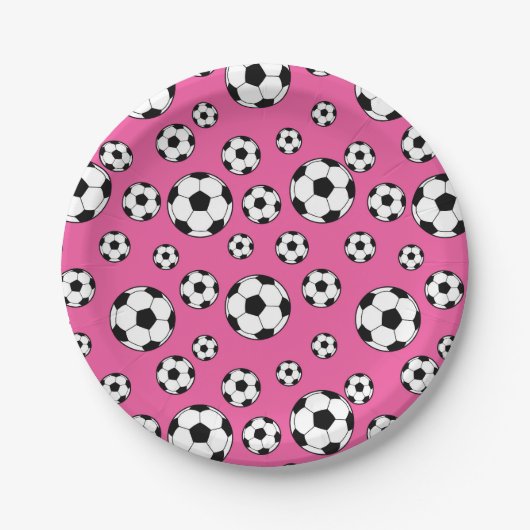 サッカーのピンクの誕生日 ペーパープレート (正面)