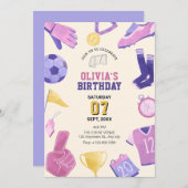 サッカーのピンクパープルゲーム 招待状 (正面/裏面)