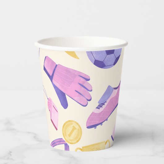 サッカーのピンクパープルゲーム 紙コップ (正面)