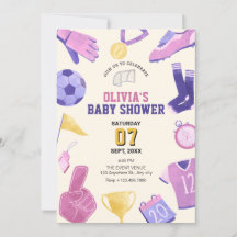 サッカーのピンク紫のゲーム赤ちゃんシャワー