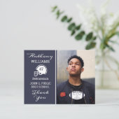 サッカーのフォトブルー |卒業はがき ポストカード (スタンド正面)