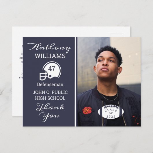 サッカーのフォトブルー |卒業はがき ポストカード (正面/裏面)