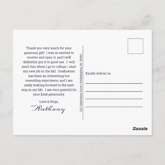 サッカーのフォトブルー |卒業はがき ポストカード (裏面)