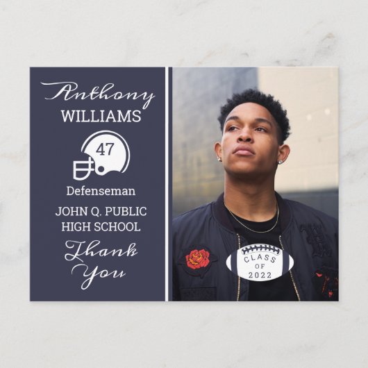 サッカーのフォトブルー |卒業はがき ポストカード (正面)