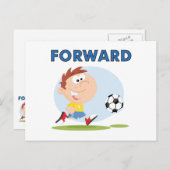 サッカーのフォワードTシャツとギフト ポストカード (正面/裏面)