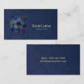 サッカーのフットボールのコーチの球プレーヤーの青カード 名刺 (正面/裏面)