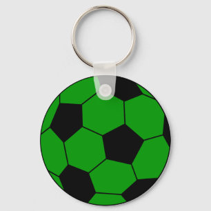 サッカーのフットボールの緑および黒 キーホルダー