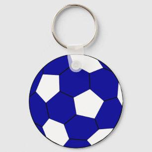 サッカーのフットボールの青および白 キーホルダー