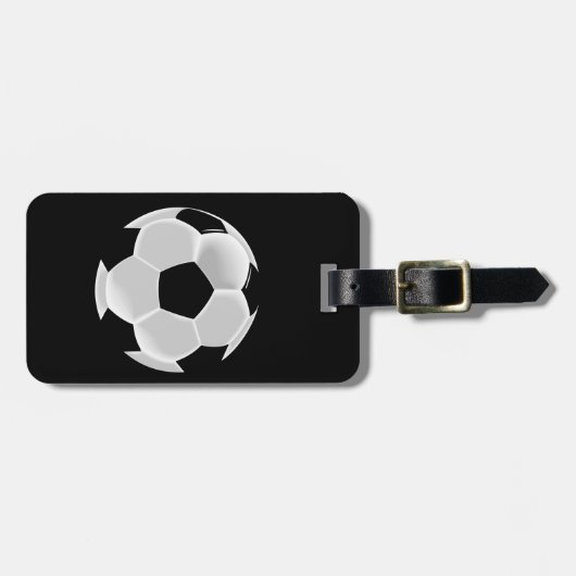 サッカーのフットボールのFutbolの球 ラゲッジタグ (正面横)