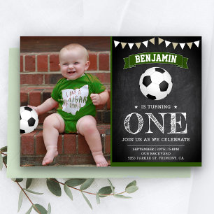サッカーのブラックボード 誕生日パーティーの写真 招待状