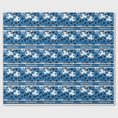 サッカーのブルーボールコラージュ ラッピングペーパー (フラット)