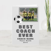 サッカーのベストコーチのチームフォト サンキューカード (正面)