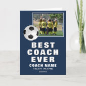 サッカーのベストコーチのチームフォト サンキューカード (正面)