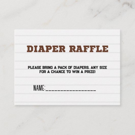 サッカーのベビーシャワーゲームおむつラッフルリクエスト エンクロージャーカード (正面)