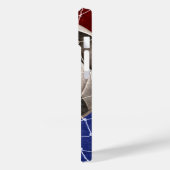 サッカーのボールがネットレッドブルーの女の子のサッカーをデント Case-Mate iPhoneケース (裏面 / 左)