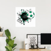 サッカーのボールが引っ張り裂ける ポスター (ホームオフィス)