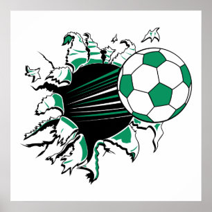 サッカーのボールが引っ張り裂ける ポスター