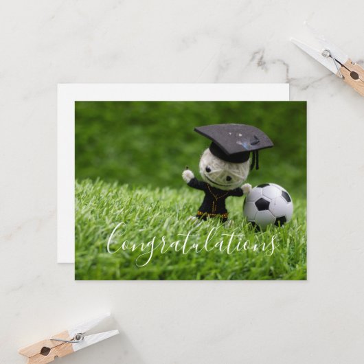 サッカーのボール祝い卒業 カード (正面/裏面インサイチュ)