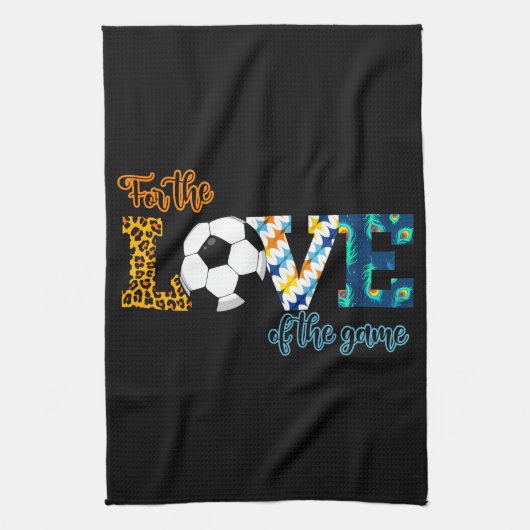 サッカーのママ・ヒョウの試合の愛のために キッチンタオル (縦)