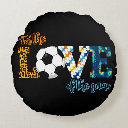 サッカーのママ・ヒョウの試合の愛のために ラウンドクッション (正面)