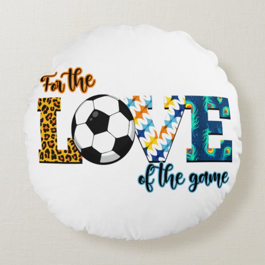 サッカーのママ・ヒョウの試合の愛のために ラウンドクッション (正面)